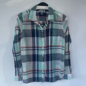 Old Navy Multicolor Plaid Button Down Shirt Medium